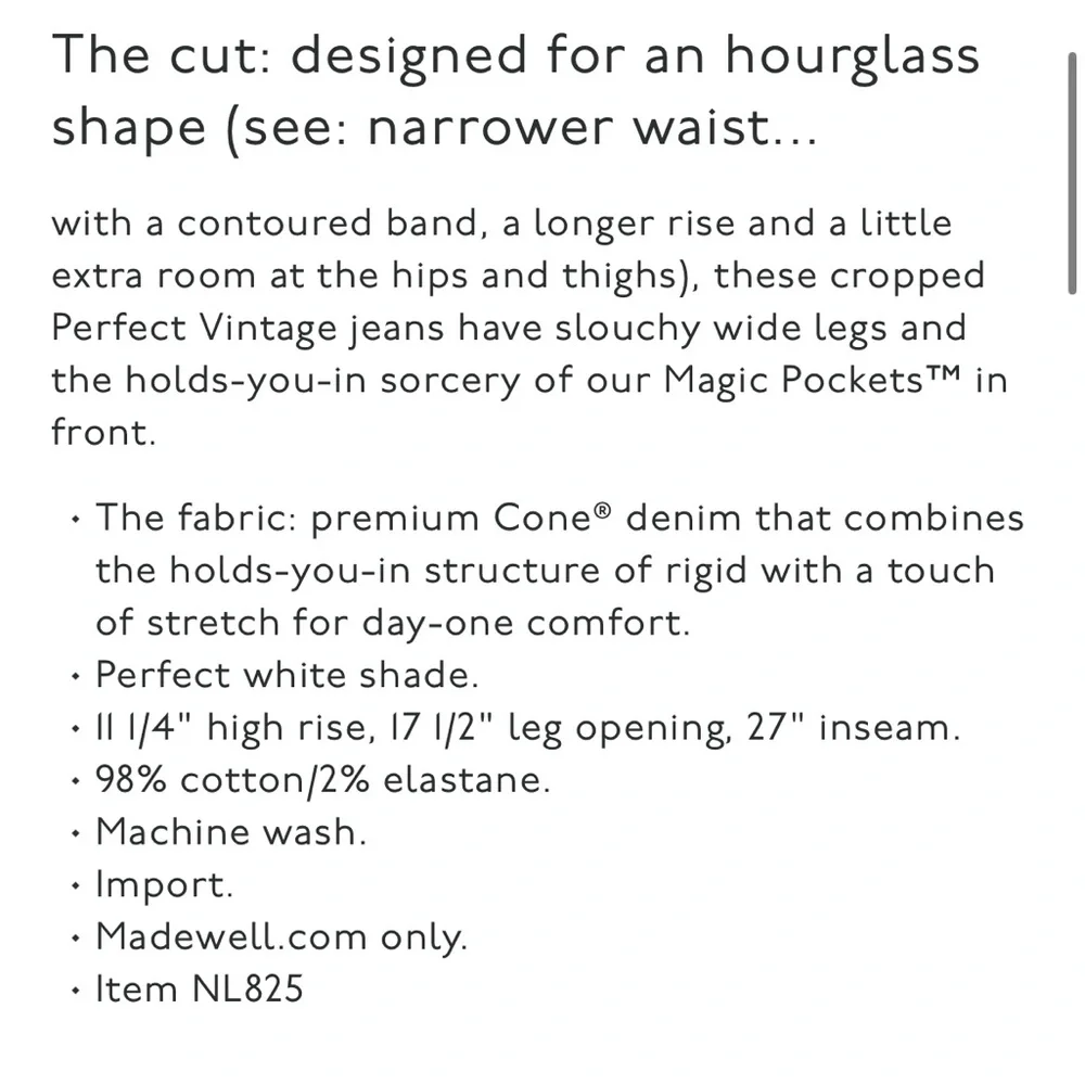 Madewell curvy perfect vintage wide leg crop white denim jeans. Size 25 - Picture 4 of 11